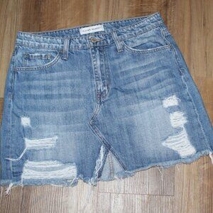 NEW! Flying Monkey SIZE 28 Distressed Cut Off Style Denim Jean Mini Skirt